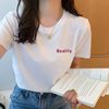 2024夏季韩版百搭字母宽松显瘦圆领短袖，t恤上衣女学生