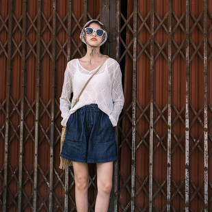 梦的马夏季波(夏季波)西米亚，镂空罩衫针织，薄款防晒长袖宽松慵懒小众设计