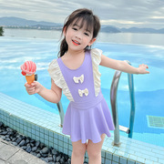 女童泳衣连体裙2024洋气高级感网纱裙式夏季小幼儿园走秀公主