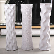 简约陶瓷大花瓶现代时尚白色，创意绢花客厅摆件，欧式干花落地花器