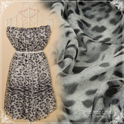 灰黑色豹纹印花布料 100%真丝制衣面料 丝绸纱布桑蚕丝雪纺布料