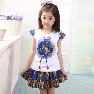  女童韩版新款夏装 夏天裙装儿童原创公主裙宝宝短袖裙套装