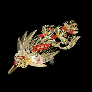  水舞新娘 凤钗 中国风古装古典红色发簪子头饰旗袍礼服结婚配饰品