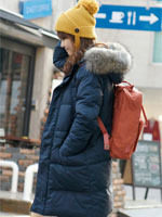乾 女装 2012冬新 韩国代购  45seven 中长款鸭毛浣熊毛羽绒服
