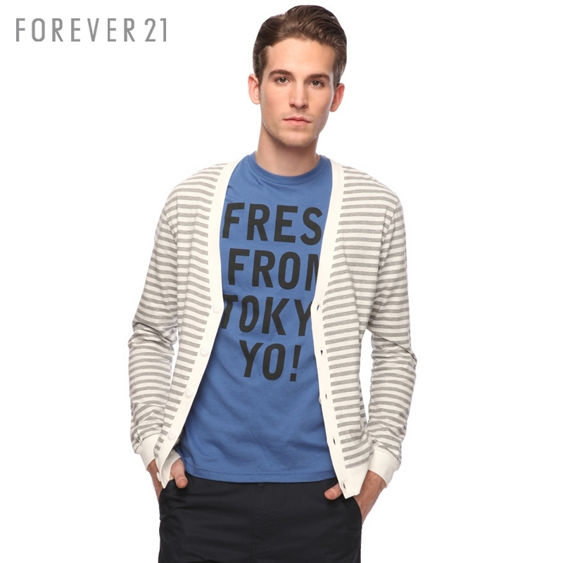 ... 83.3 yuan FOREVER21 men's sweater MEN men's striped cardigan Thumbnail