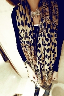 豹纹丝巾百搭围巾披肩