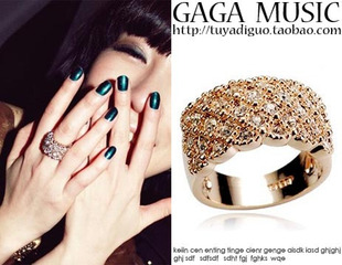  5折批发 韩国复古首饰满碎钻石夸张水晶戒指/指环 仿真钻戒 饰品