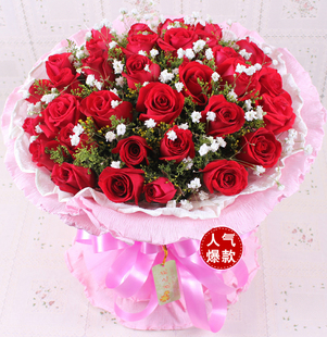 红玫瑰鲜花速递同城生日送花天津西安太原郑州南京上海成都店