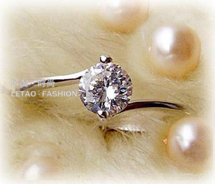  结婚戒指女 两爪八心八箭锆钻戒子 0.5克拉仿真钻戒食指单身指环