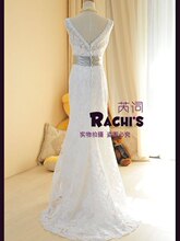 【芮词rachi's】实物拍摄高品质整幅蕾丝鱼尾婚纱 浮雕般美丽