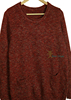 韩国外贸原单复古彩毛线圆领套头口袋保暖中长款毛衣绒打底针织衫