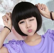 可爱蘑菇头假发短发女生bobo波波，头女齐刘海蓬松时尚修脸哑光发