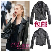 2012春新欧美topshop<span class=H>原单</span>海宁翻领<span class=H>机车</span>款绵羊真皮皮衣短款外套女