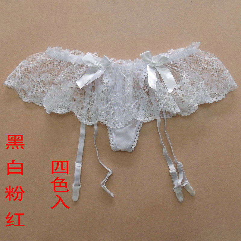 Even panties garter suspenders girl transparent lace temptation sexy underwear pink color in black and white in