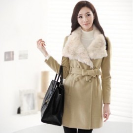 进口韩国冬装 呢子大衣 时尚优雅冬季淑女翻领毛尼大衣