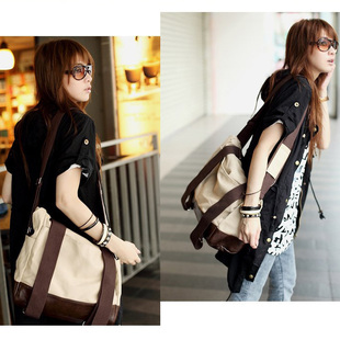  韩版多用运动休闲帆布包手提单肩斜挎包学生背包双肩包女包