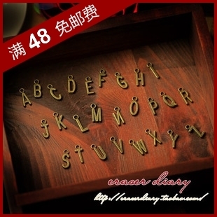  DIY饰品材料配件 11mm 古铜色 复古 英文字母 A-Z 挂饰
