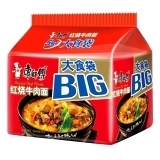  【天猫超市】 康师傅大食袋红烧牛肉5连包方便面121g*5包/袋