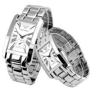 ARMANI  钢带石英情侣款  AR0145/AR0146