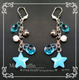 水蓝华丽坠珠星星耳环