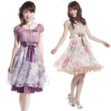 夏装新款百搭淑<span class=H>女装</span>折扣波米99韩版显瘦碎花雪纺裙花色连衣裙326