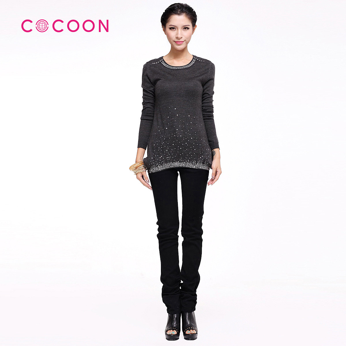 COCOON可可尼新品修身圆领长款毛衫原价1588元204210040