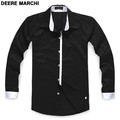 DEERE MARCHI迪尔马奇 英伦时尚黑白纯棉修身长袖衬衫 DM07黑