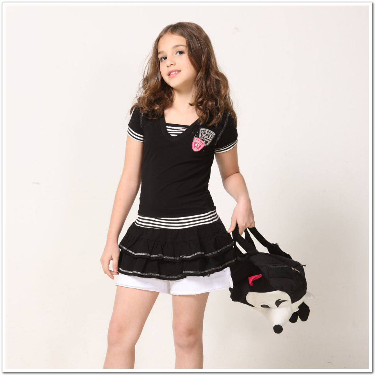 儿童裙子,小板牙 11年夏 <em>女童牛仔背心裙</em> 红格