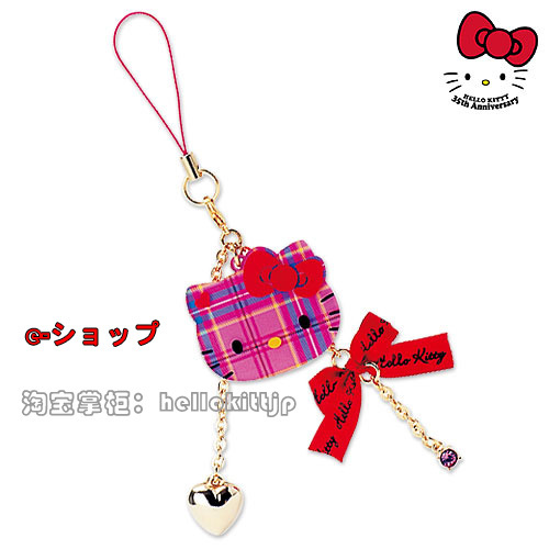 6折【有现】日本代购*hello kitty 35周年纪念 苏格兰格子 手机绳在类目 模玩/动漫/周边/cos/桌游, 卡通/动漫周边, 动漫卡牌/挂件/文具中 - 来自Buy2taobao.com提供专业的淘宝代购服务