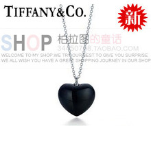 Tiffany Negro Esmalte Corazón Collar de plata de ley 925 cajas de regalo de la joyería