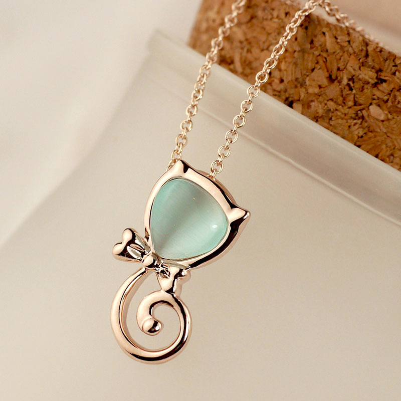 可爱萌猫咪猫眼石项链...