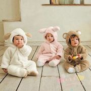 婴儿冬装动物造型哈衣加厚夹棉卡通连体衣宝宝外出爬服新生儿包脚