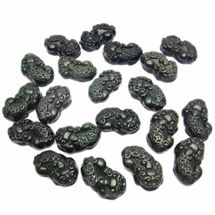  冲冠特价 限量 天然彩虹眼黑曜石貔貅散件批发 可做手链 招财辟邪