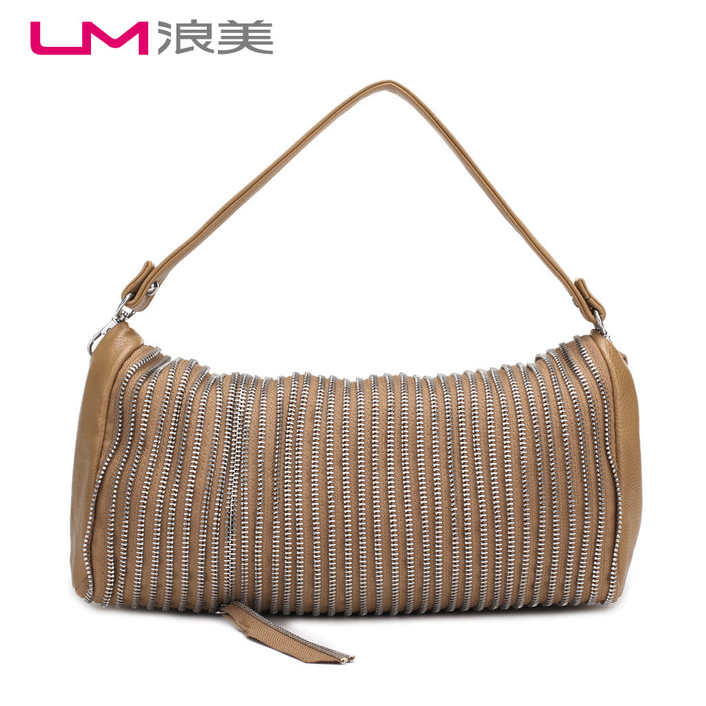 LM/<span class=H>浪美</span> 2012新款个性 拉链装饰时尚独特风格手提包 斜挎女包