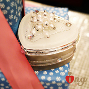 独家创意/优雅水晶玻璃心形珍珠喜糖盒/欧式结婚盒子