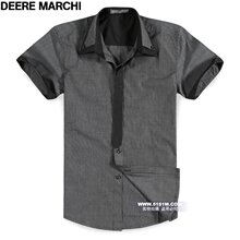 【5折】DEERE MARCHI达人最爱领带纯棉修身短袖衬衫 DM35黑