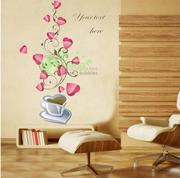 大号 浪漫满屋壁贴客厅背景墙贴纸咖啡物语 韩式爱心创意组合贴膜