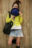 【三件包邮】09韩版Naning 9李孝利六粒扣黄色针织开身薄毛衣外套