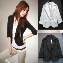2010新品 韩版英伦风女装 黑色修身短款小西装小西服夏秋装 外套