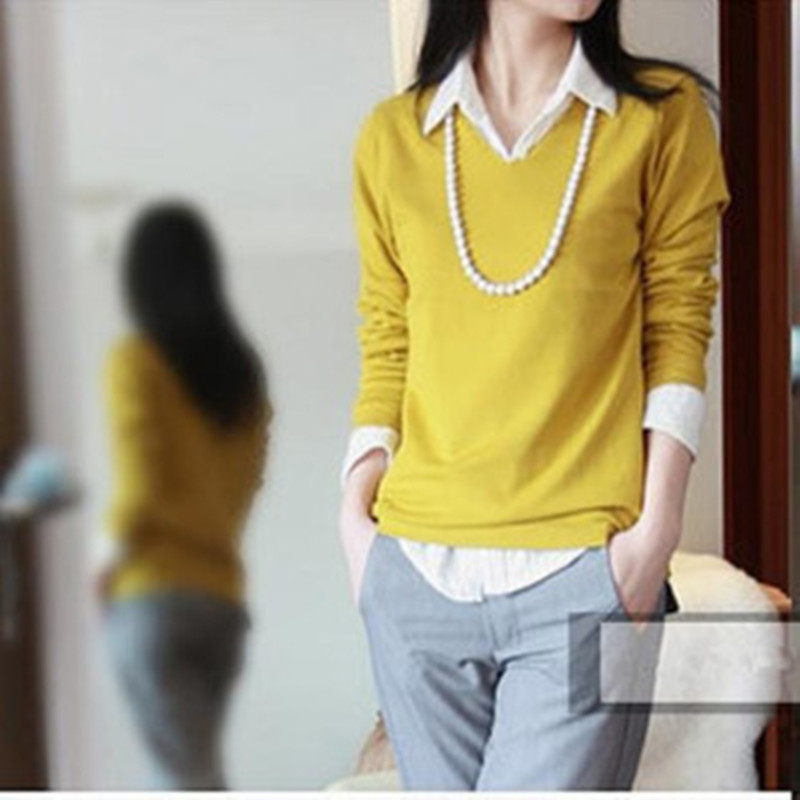 鸡心领长袖打底衫针织衫...