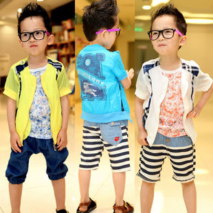  【五折】夏款童装韩版男孩儿童男童 开衫风衣短袖防晒衣Y12317