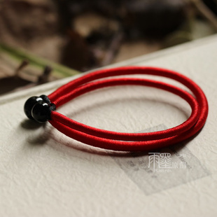  【红】雨墨原创手工手链 本命年红绳情侣手链 黑玛瑙 男女款DIY