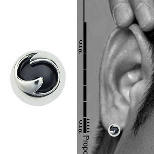  时尚复古朋克非主流韩国韩版潮男士耳钉 纯银男生饰品 单只 能量