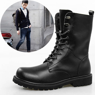  欧美户外男靴子时尚潮流军靴韩版英伦风马丁靴男短靴厚底大头皮鞋