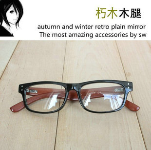 日本木质款非主流平光镜超轻韩版近视眼镜架平光镜潮人黑框眼镜框