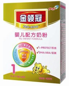  [皇冠消保]伊利金领冠1段婴儿配方奶粉400克盒(年最新)