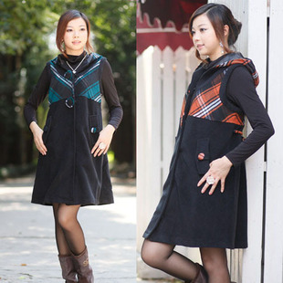 2010秋冬新款 孕之彩正品 加厚呢子 带帽孕妇裙 秋冬YQ34628