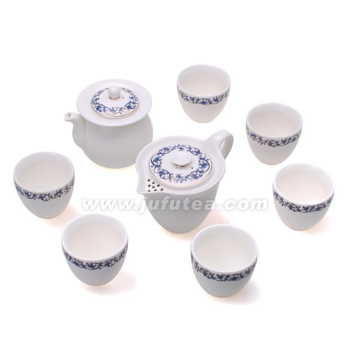 【新年特价】台湾宜龙定窑白青花8件套茶组 佳节好礼