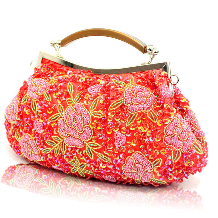 尚艺品 纯手工珠绣包<em>女包</em>晚宴包 <em>红玫瑰</em>新娘包