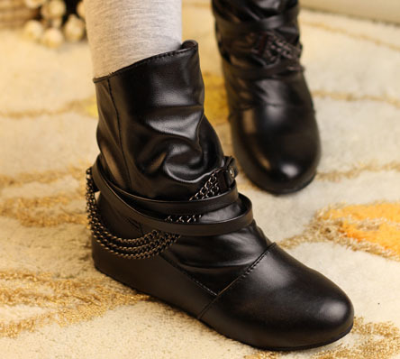 韩版骑士靴平跟女靴子...